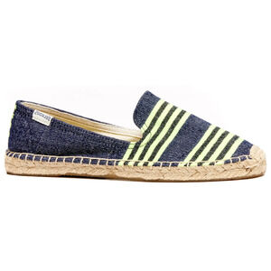 NEW Soludos x Lem Lem Espadrille Comfort Slip-On Shoes Denim Blue Neon Stripes
